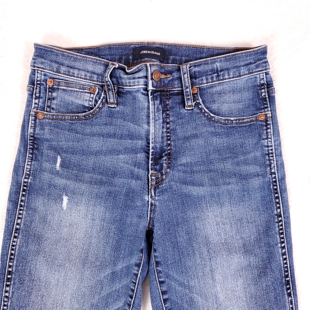 J. Crew Straight Leg Distressed Boyfriend Blue Jeans - Picture 2 of 6